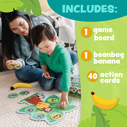 Peaceable Kingdom Monkey Around First Game for Toddlers Interactive play with Parent Ages 2+ | Active first game for toddlers—wiggle, hug and hop through 40 movement cards with a grown-up. Cooperative play, ages 2+ - style: Classic