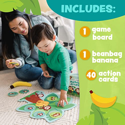 Peaceable Kingdom Monkey Around First Game for Toddlers Interactive play with Parent Ages 2+ | Active first game for toddlers—wiggle, hug and hop through 40 movement cards with a grown-up. Cooperative play, ages 2+ - style: Classic