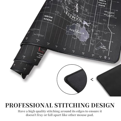 HGWALP Large Keyboard Gaming Mouse Pad Black World Map Mouse Pad with Anti-Slip Rubber Base, Extended XXL Long Gaming Mousepad Big Mouse Pads for Desk,31.5 X 11.8 Inch - color: World Map