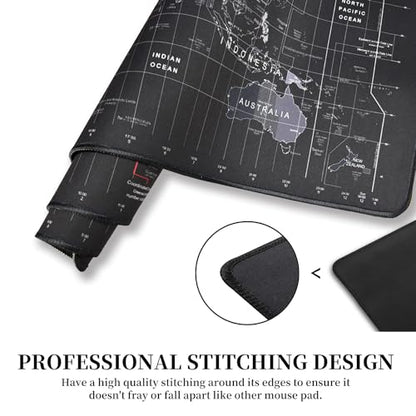 HGWALP Large Keyboard Gaming Mouse Pad Black World Map Mouse Pad with Anti-Slip Rubber Base, Extended XXL Long Gaming Mousepad Big Mouse Pads for Desk,31.5 X 11.8 Inch - color: World Map
