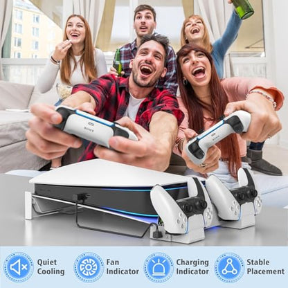 OIVO PS5 Horizontal Stand and Cooling Station with 3-Level Cooling Fan, Dual PS5 Controller Charger for PlayStation 5 Controller, Horizontal PS 5 Cooling Stand(Not for PS 5 Slim/Pro)