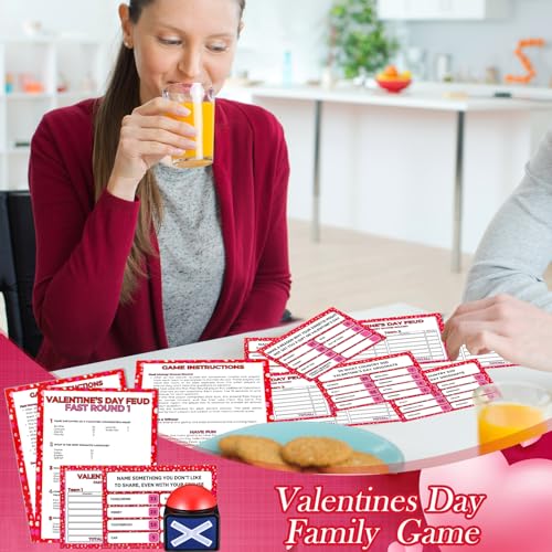 Syhood Valentine's Day Friendly Feud Game with 2 Answer Buzzers, Galentines Family Trivia Quiz Game Night, Fun Party Activities for Adults, Office, Classroom, Large Group and Team Building - style: Valentine's Day