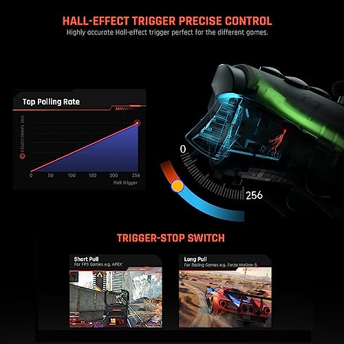 BIGBIG WON Wireless Controller, Rainbow 2 Pro PC Controllers Motion Aiming, Hall Triggers, ALPS Joystick, Custom Button, 3.5mm Audio Gaming Controller for PC Windows/Android/iOS/Switch Controllers - color: 5.Rainbow 2 Pro with Adapter