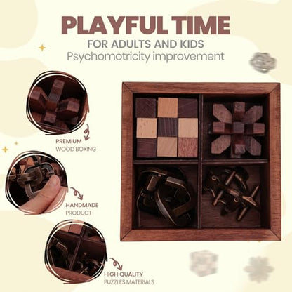 Brain Teaser Puzzles for Adults Teens - Brain Teaser Puzzles with Wooden Box 3D Puzzle Game Toys for Adults Teens - Unlock Interlocking Brain Teaser Puzzle Adults Teens IQ Education Smart Toys - color: Style D