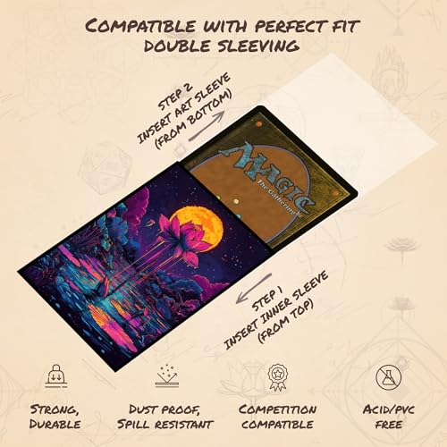 Neon Lotus 2 - MTG Card Sleeves, 104ct, Standard Size, Smooth | Perfect for Double Sleeving, Smudge Resistant Matte Back, Standard 66x92mm - Compatible with Magic The Gathering & TCG Cards - color: Neon Lotus 2, size: Smooth
