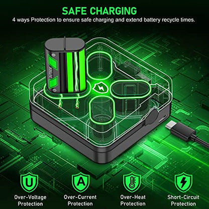 for Rechargeable Xbox One Controller Battery Pack Charger with 4 x 5520mWh Max Capacity, Charging Accessories Kit for Xbox Series X/S Controllers