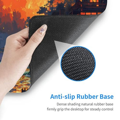 Gaming Mouse Pad Desk Pad,Extended Big Mouse Pad,31.5x11.8 Inch Long Computer Keyboard Mouse Mat Mousepad with 3mm Non-Slip Base and Stitched Edge for Gaming and Office… (Oil Painting) - color: Oil Painting
