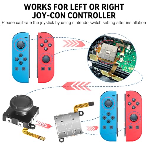 Joycon Joystick Replacement 4 Pack, Switch Joysticks Replacement for Nintendo Switch, Switch Lite & OLED with Thumb Grips, Screws & Spudger by BGYTWEYTD