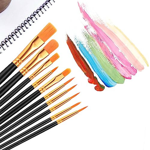 AROIC Acrylic Paint Brushes, 6 Packs / 60 pcs Nylon Hair Paint Brush Set for All Purpose Oil Watercolor Painting Artist Professional Kits (Black) - size: 60pcs-balck