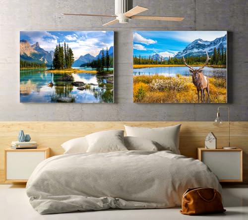 Jigsaw Puzzles 2 Pack 1000 Pieces - Puzzles for Adults - Rocky Mountain & Spirit Island National Park Impossible Challenging Puzzles - color: Rocky Mountain & Spirit Island National Park