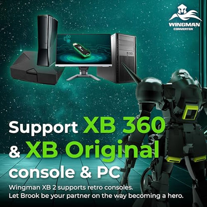Brook Wingman XB 2 Converter with Keychain - Wireless Controller Adapter for XB 360, XB Original Consoles and PC, Supports Remap and Adjustable Turbo [Exclusive Version]