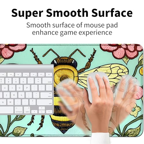 Bee for MTG & TCG Playmat Mouse Pad,BFDHGQZC 24" x 14" Game Mat for MTG/RPG/CCG Trading Card Game Playmats Table Mat Perfect for Card Games Video Games Computer Office - color: Bee