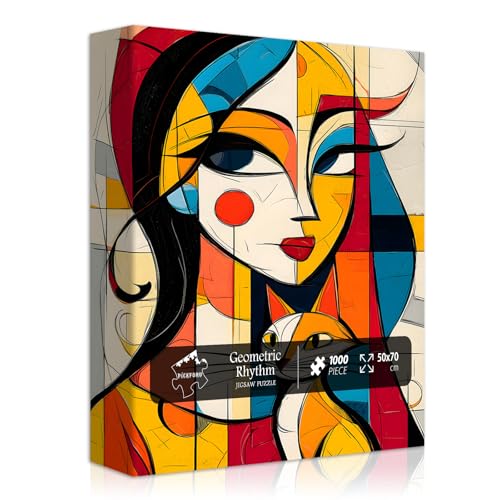 Abstract Art Puzzles for Adults 1000 Pieces, Women Cat Jigsaw Puzzles Modern Geometric, Unique Animal Puzzles Picasso Style - style: Abstract Puzzle
