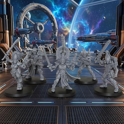 28mm Tabletop Unpainted Miniatures and Sci-Fi Minis Figure Set AS1009 | 1:56 Miniature Game Role Playing RPG Accessory Pack - Space Assault Squad