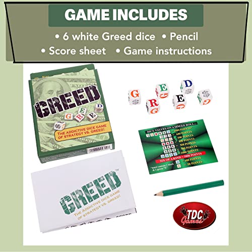 TDC Games Greed Dice Game - Great for Party Favors, Stocking Stuffers, Travel, Camping, for Adults and Families (Pack of 2)