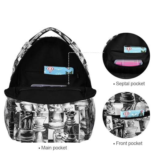 Backpack Black White Chess Board Bookbag Daypack Travel Hiking Camping School Laptop Bag - color: Multi Pattern 13