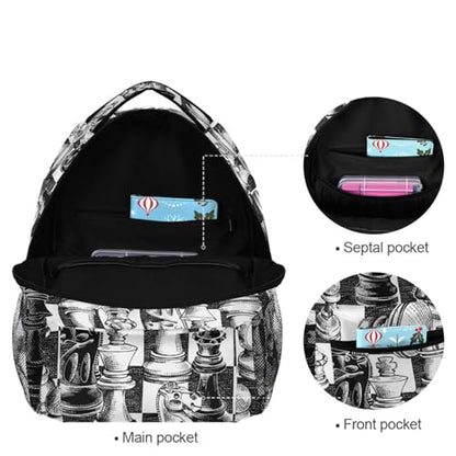 Backpack Black White Chess Board Bookbag Daypack Travel Hiking Camping School Laptop Bag - color: Multi Pattern 13