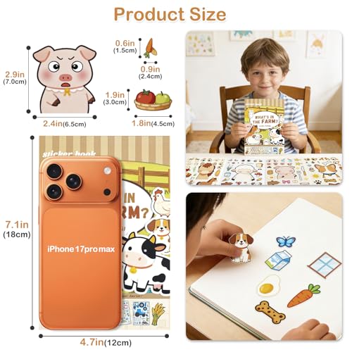 Farm Animal Stickers for Kids and Toddlers, Make-a-Face Sticker Book, 10 Unique Mix‑and‑Match Designs and 1 Scene Card, Goodie Bag Stuffers, Birthday Party Favors, DIY Crafts Supplies - style: Farm