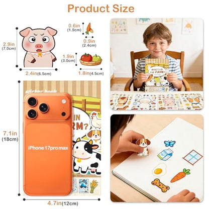 Farm Animal Stickers for Kids and Toddlers, Make-a-Face Sticker Book, 10 Unique Mix‑and‑Match Designs and 1 Scene Card, Goodie Bag Stuffers, Birthday Party Favors, DIY Crafts Supplies - style: Farm