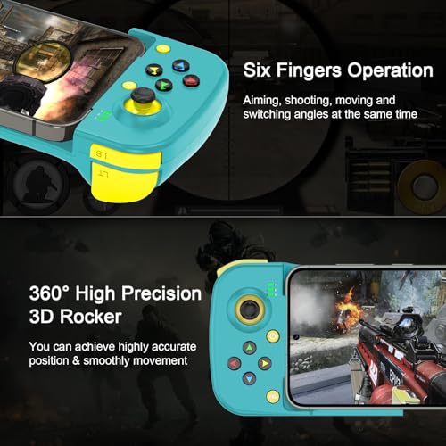 arVin Bluetooth Controller for iPhone/iPad/MacBook/iOS/Android/Samsung/Tablet/PC Wireless Gamepad Joystick with Back Button, Analog Triggers, Stretchable, Direct Play for Call of Duty, Genshin Impact - color: Blue
