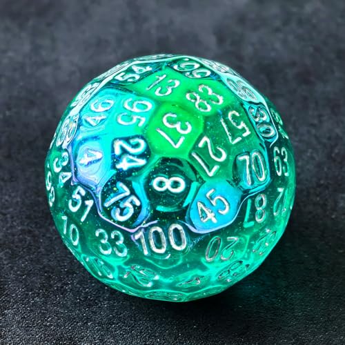 Bescon Dazzling Green 100 Sided Dice, Game Dice D100, Polyhedral Solid 100 Sides Dice 45MM in Diameter (1.8inch) - color: D100 Dazzling Green