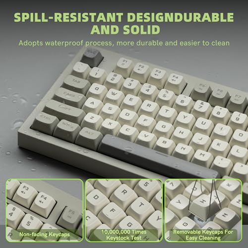 womier DK98 Retro Wired Gaming Keyboard Creamy Membrane with Rainbow RGB Backlight - Quiet,Volume Knob,PBT Keycap 97 Key ANSI Layout Compatible with Windows 10/8.1/8/7 (Grey)