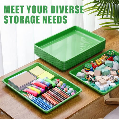Maitys 15 Pack Plastic Art Trays 12 x 16 Inch Activity Crafts Trays Sensory Tray DIY Projects, Painting, Beads, Jewelry Office Home Organizer Arts and Crafts Supplies(Green) - color: Green