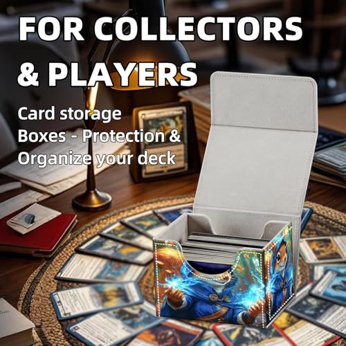 Trading Card Storage Box, Holds 100+ for MTG Cards, Premium PU Leather with Magnetic Closure, Squirrel Mage With Blue Magic Durable Deck Box for Magic the Gathering, Trading Card Games - color: Squirrel Mage With Blue Magic