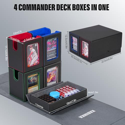 Kabinka MTG Commander Deck Box, Holds 400+ Double-Sleeved Cards | 5-in-1 Card Deck Box, Patented Design, Magnetic Detachable Card Case with Dice Tray, Fits Magic / TCG Cards (Colorful) - color: A3-Colorful