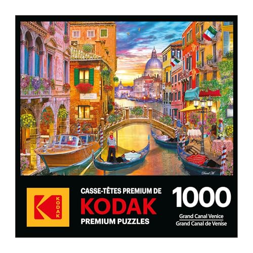 RoseArt Kodak Premium Grand Canal Venice 1000 Piece Jigsaw Puzzle | 19.25" x 26.67" Finished Size, Fully Interlocking Pieces, Bonus Poster Included, Made in USA - style: Grand Canal Venice