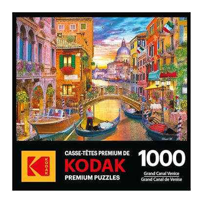 RoseArt Kodak Premium Grand Canal Venice 1000 Piece Jigsaw Puzzle | 19.25" x 26.67" Finished Size, Fully Interlocking Pieces, Bonus Poster Included, Made in USA - style: Grand Canal Venice