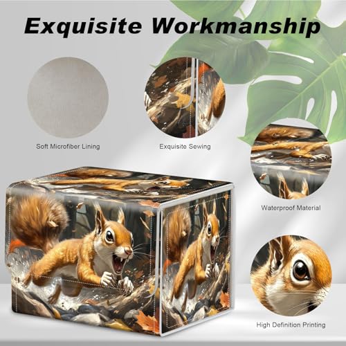 DEGDFSGR Card Game Storage Box TCG Deck Box MTG Card Box Organizer Trading Card Case Commander Deck Box TCG Card Storage Box Magnetic Closure Creative Pattern Up to 200 Cards, A Cute Brown Squirrel - color: A Cute Brown Squirrel
