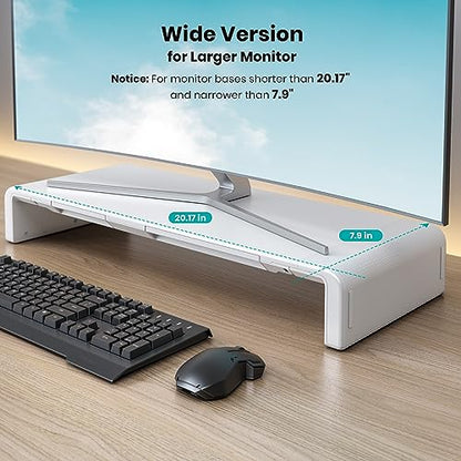 Monitor Stand Riser, Klearlook Foldable, Height Adjustable Computer Stand, Desk Shelf Riser with Storage Drawer &Tablet Phone Stand for Desktop, Laptop (White) - color: White