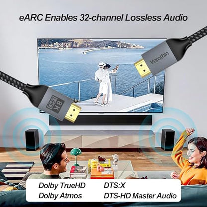 HDMI Cable 3.3 FT 5-Pack, High Speed 8K HDMI eARC / ARC CL3 Rated Cord 48Gbps with 8K@60Hz, 4K@144Hz/120Hz, HDR10+, HDCP 2.2/2.3 for Splitter, Soundbar, Roku, 8K/4K Monitor, OLED TV, Laptop,PS5/4 - size: 3FT