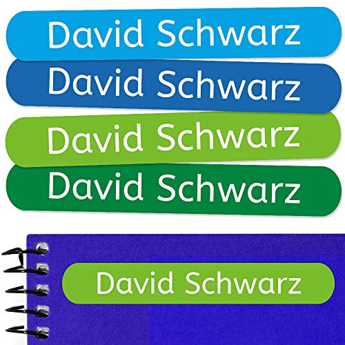 50 Personalized Daycare Name Labels – Custom Waterproof Vinyl Stickers with Name & Icon for Clothing Tags, Water Bottles, Lunch Boxes, and School Supplies – Dishwasher Safe, 2.3x0.4 Inches - color: Palette 5