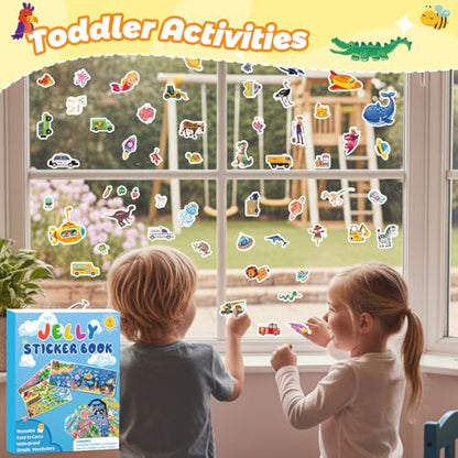 6 Pack 3D Jelly Stickers for Kids, Reusable Creative Activity Set Ages 3-8 - style: Farmhouse+Dinosaurs+Space+Animals+Ocean+Vehicles