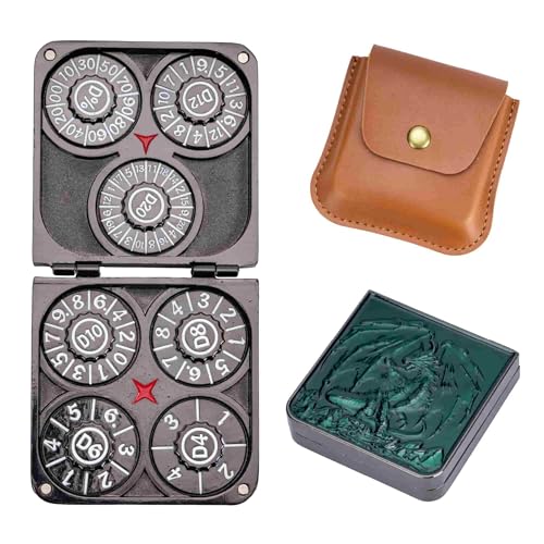 Foldable Spinner Metal DND Dice Set – Compact Elegant Design with D4, D6, D8, D10, D12, D20, D% for TTRPG Gifts - color: Black Nickel-green