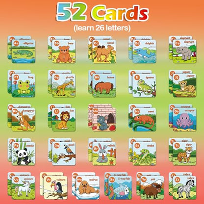 Aizweb Alphabet Match Game,Memory Game,52 Pcs ABC Learning Letter Flash Cards for Toddlers Ages 3 4 5,Educational Toys for Pre K Preschool Kindergarten Learning Activities Classroom Must Haves - style: Alphabet