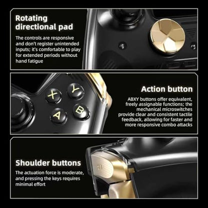 Voacle RG G01 Interactive Screen Wireless Gaming Controller Compatible with PC/Steam/Linux/Android/Switch/IOS 2.4G Wireless Bluetooth Controller Gamepad Hall Effect Triggers(Black) - color: Black