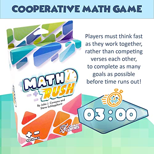 Math Rush: Addition & Subtraction (Volume 1) - A Cooperative Time-Based Math Flash Card Game for Kids 8-12, Puzzle Games and Fun Stuff for Middle School Math Class, Homeschool - STEM Toys & Games