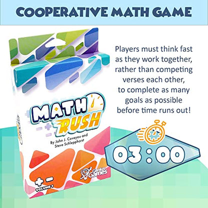Math Rush: Addition & Subtraction (Volume 1) - A Cooperative Time-Based Math Flash Card Game for Kids 8-12, Puzzle Games and Fun Stuff for Middle School Math Class, Homeschool - STEM Toys & Games