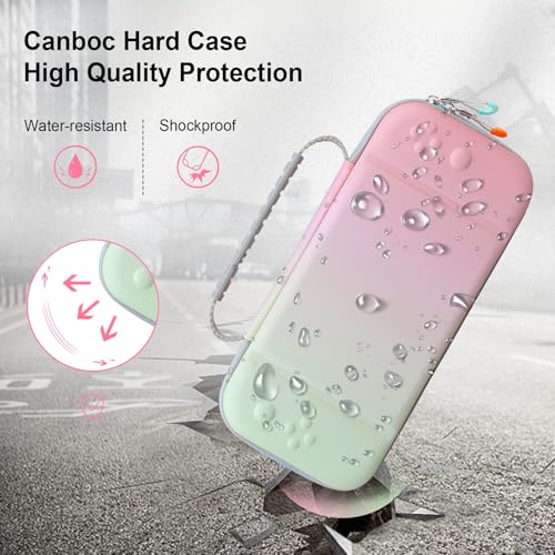 Canboc Carrying Case Compatible with Nintendo Switch 2 (2025), Hard Shell Switch 2 Console Bag with 24 Game Card Slots, Mesh Pocket fit Accessories, Pink Gradient Green (Case Only) - color: Pink Gradient Green