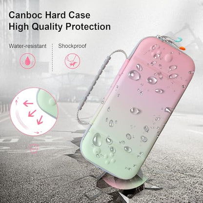 Canboc Carrying Case Compatible with Nintendo Switch 2 (2025), Hard Shell Switch 2 Console Bag with 24 Game Card Slots, Mesh Pocket fit Accessories, Pink Gradient Green (Case Only) - color: Pink Gradient Green