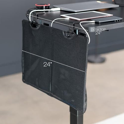 VIVO Black Clamp-on 24 inch Desk Cable Management Sleeve, DESK-SKIRT-24P | Privacy Desk Skirt, Cable Organizer, Wire Hider Kit Panel System - size: 24" Panel