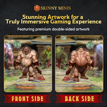 Skinny Minis Ogres & Trolls Miniatures for RPG Tabletop Games, 8 Large Flat Minis with Bases, 5e & Pathfinder Monster Minis, D&D Compatible, 2D Miniatures for TTRPG