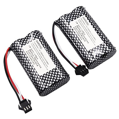 Blomiky 2 Pack 7.4V 1200mAh 8.88Wh Li-ion Rechargeable Battery with Black SM-3P Plug and Cable Replacment for Some Old Version RC Trucks / 1575 Battery 2