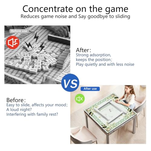 Green Chinoiserie Mahjong Mat for Table, 31.5 * 31.5in Anti Slip Mahjong Mats Table Cover, Noise Reduction, Neoprene Mah Jongg Mat, Mahjong Set Gift for Poker Board Tile Games Table Mats, Panda - color: Panda