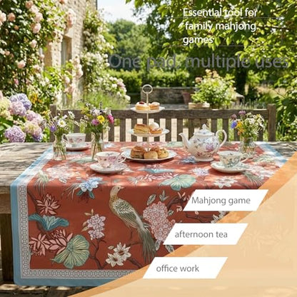 Mahjong Mat for Table, 31.5" x 31.5", Anti-Slip Noise Reduction Mahjong Table Cover with Carrying Bag, Perfect for Poker, Card, Board & Tile Games (Birds 04) - style: Birds 04
