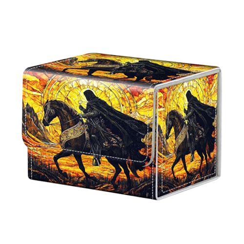 Dark Knight Horse for MTG Deck Box, 100+ Double Sleeved Card Storage Case, PU Leather Commander Deck Case for TCG Magic Yugioh, Magnetic Closure - color: Dark Knight Horse