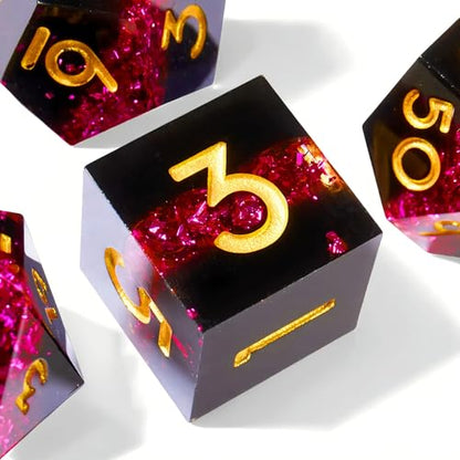 Dungeons and Dragons dice Set DND, polyhedral D&D Resin dice Set, Suitable for Role-Playing dice Game RPG Pathfinder DND dice Set - color: Ls-fine Sand Red
